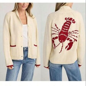 Cream and Red Lobster Cardigan